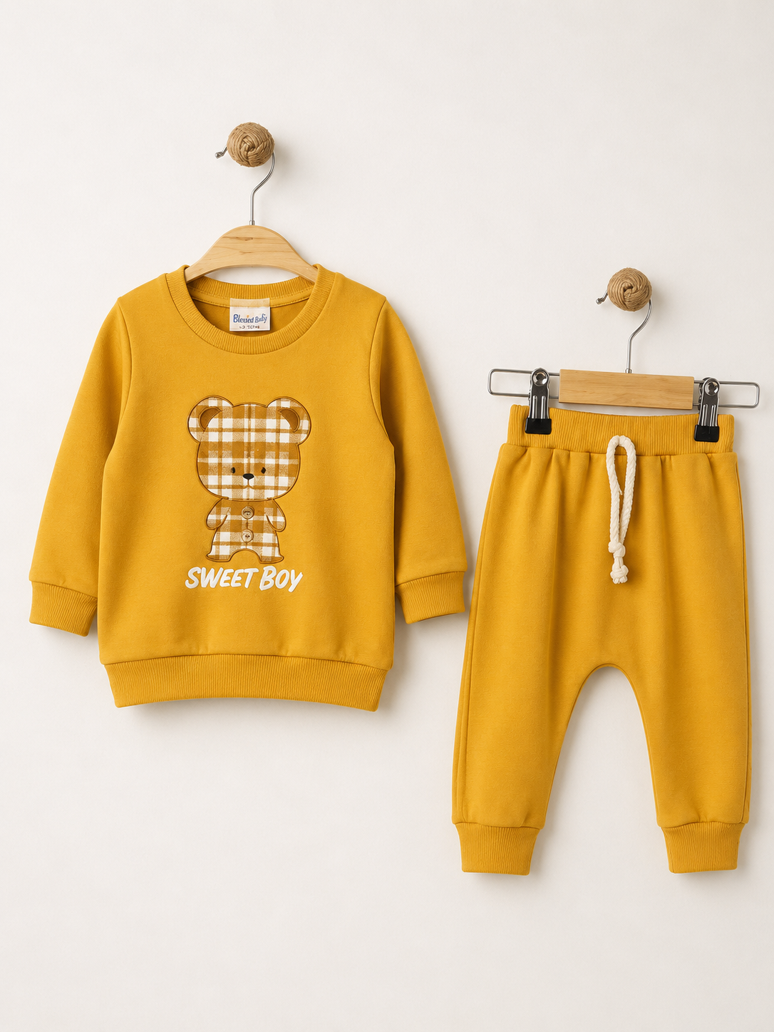 🧸 Baby Jungen 2-teiliges Sweatshirt-Set "Sweet Boy" 💛