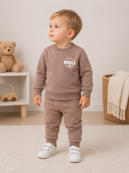🤎 Baby Jogginganzug "Wheels" – Taupe 🤎