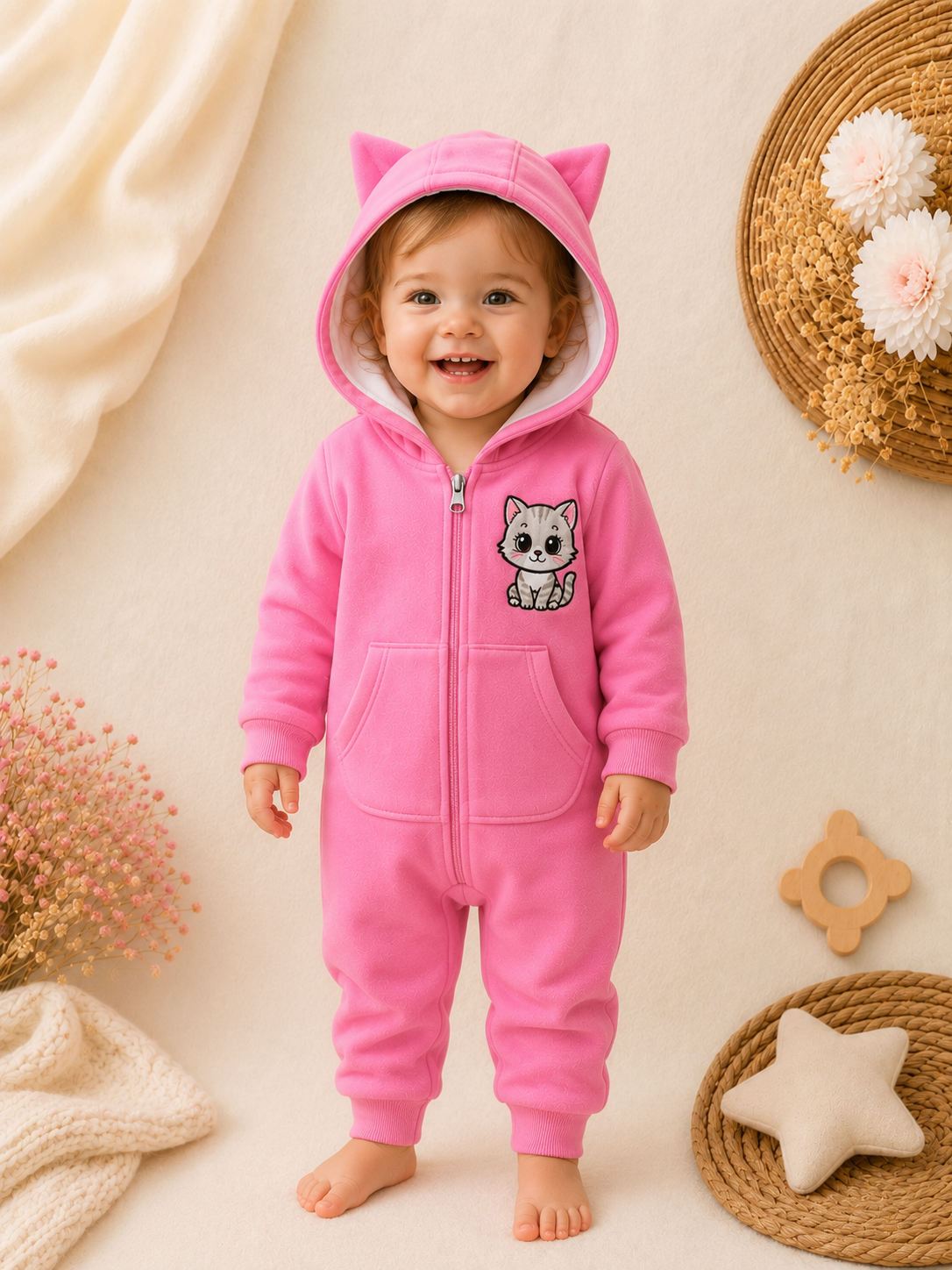 🐱Geschwister-Set – Katzen-Strampler Pink 💕& Blau💙 | Naima Kids