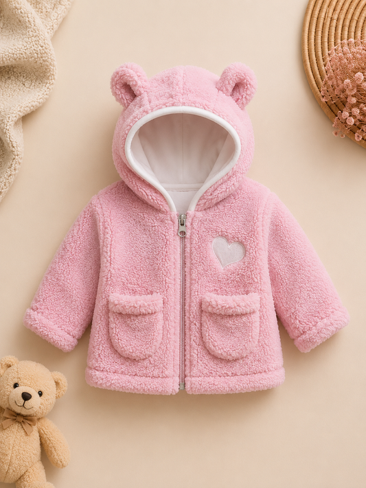 🎀 NAIMAKIDS Teddy-Jacke „Little Bear“ – Pink 🧸