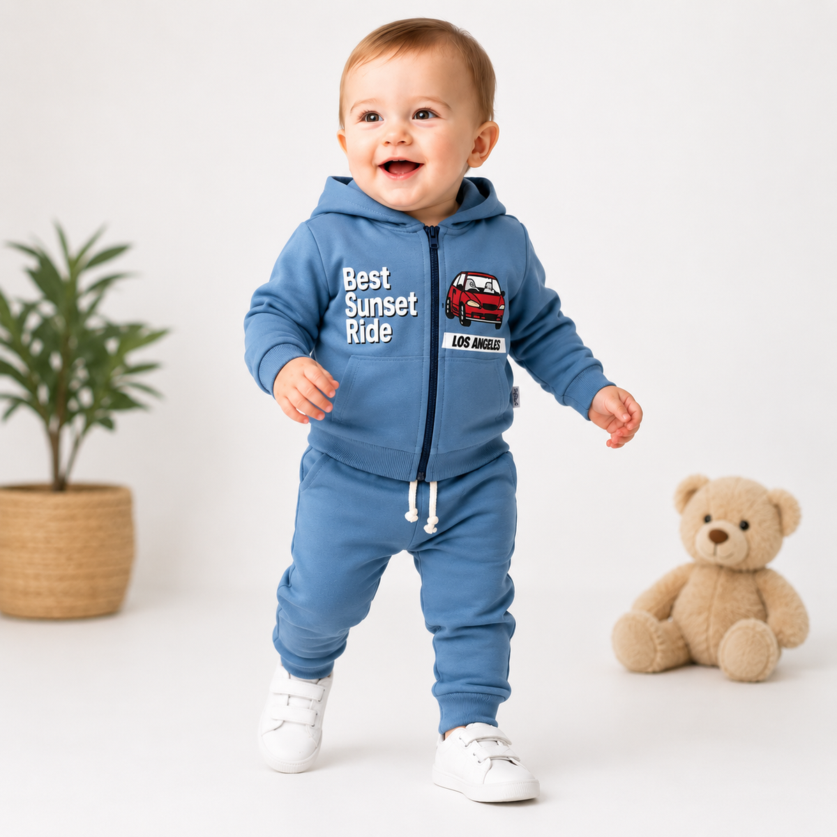 Baby Jungen Set 2-teilig - Kapuzenjacke & Jogginghose Hellblau