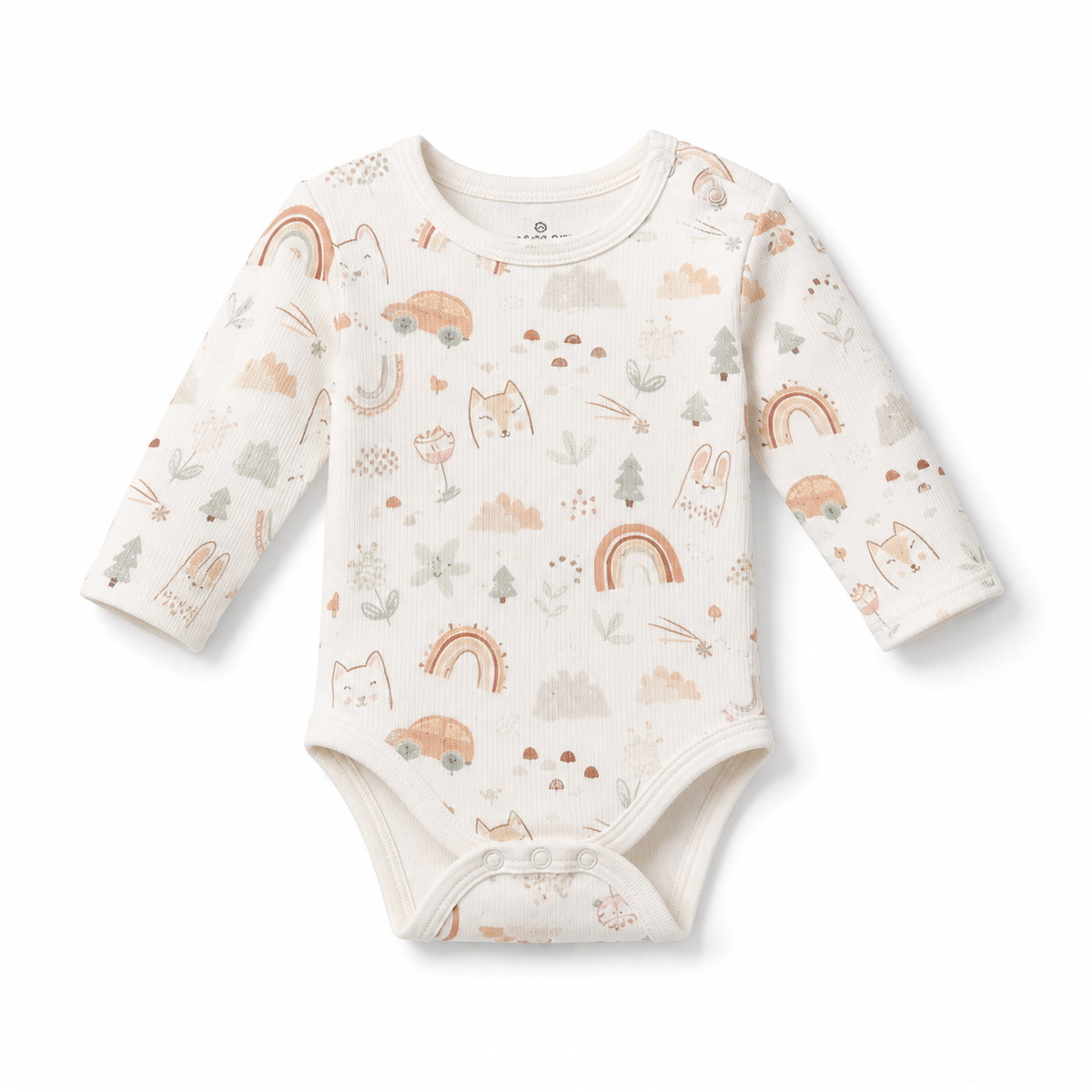 Unisex Baby Body - langarm mit süßem Waldmotiv
