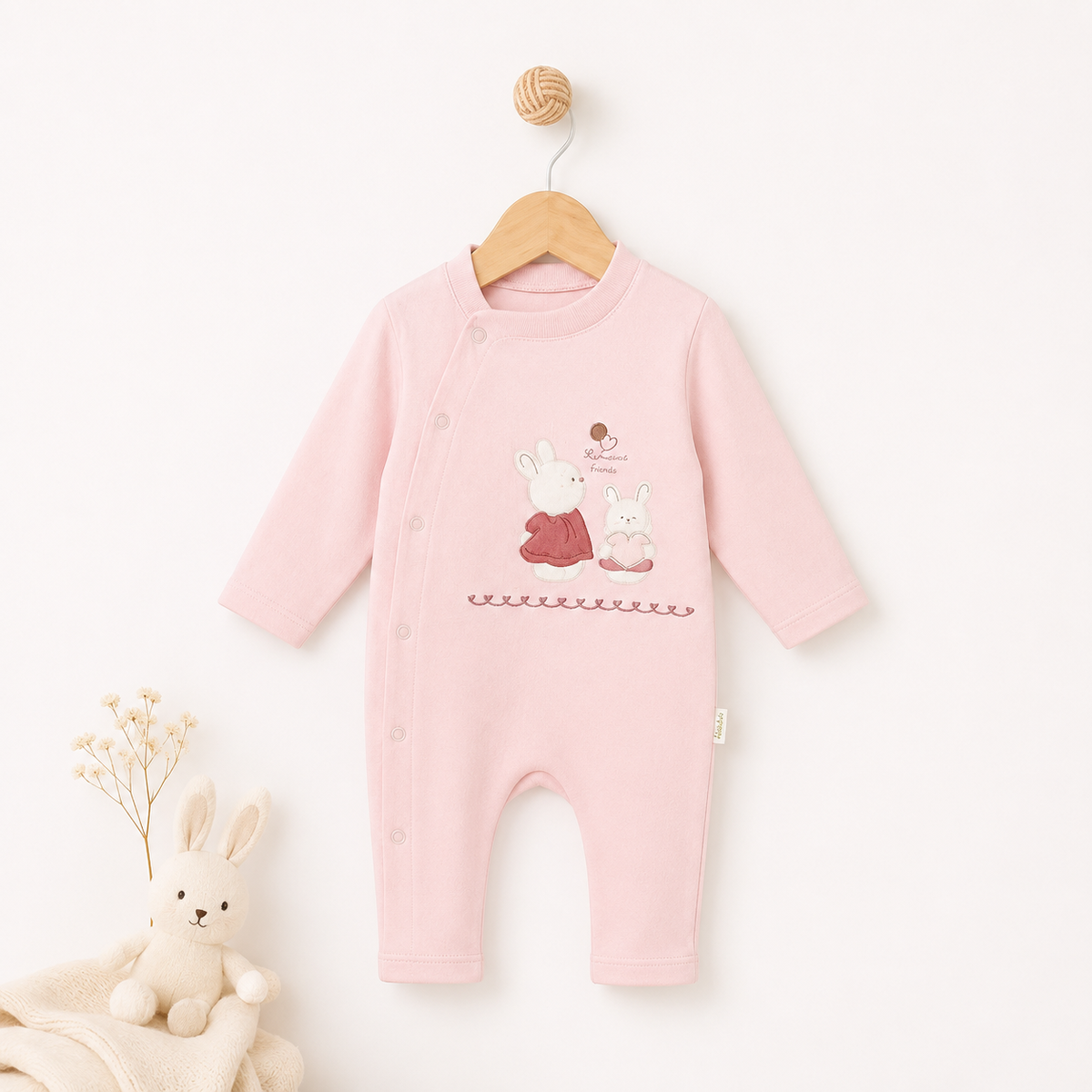 Baby Mädchen Strampler mit Hasenmotiv – Rosa
