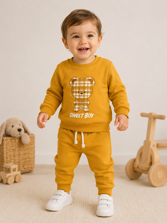 🧸 Baby Jungen 2-teiliges Sweatshirt-Set "Sweet Boy" 💛