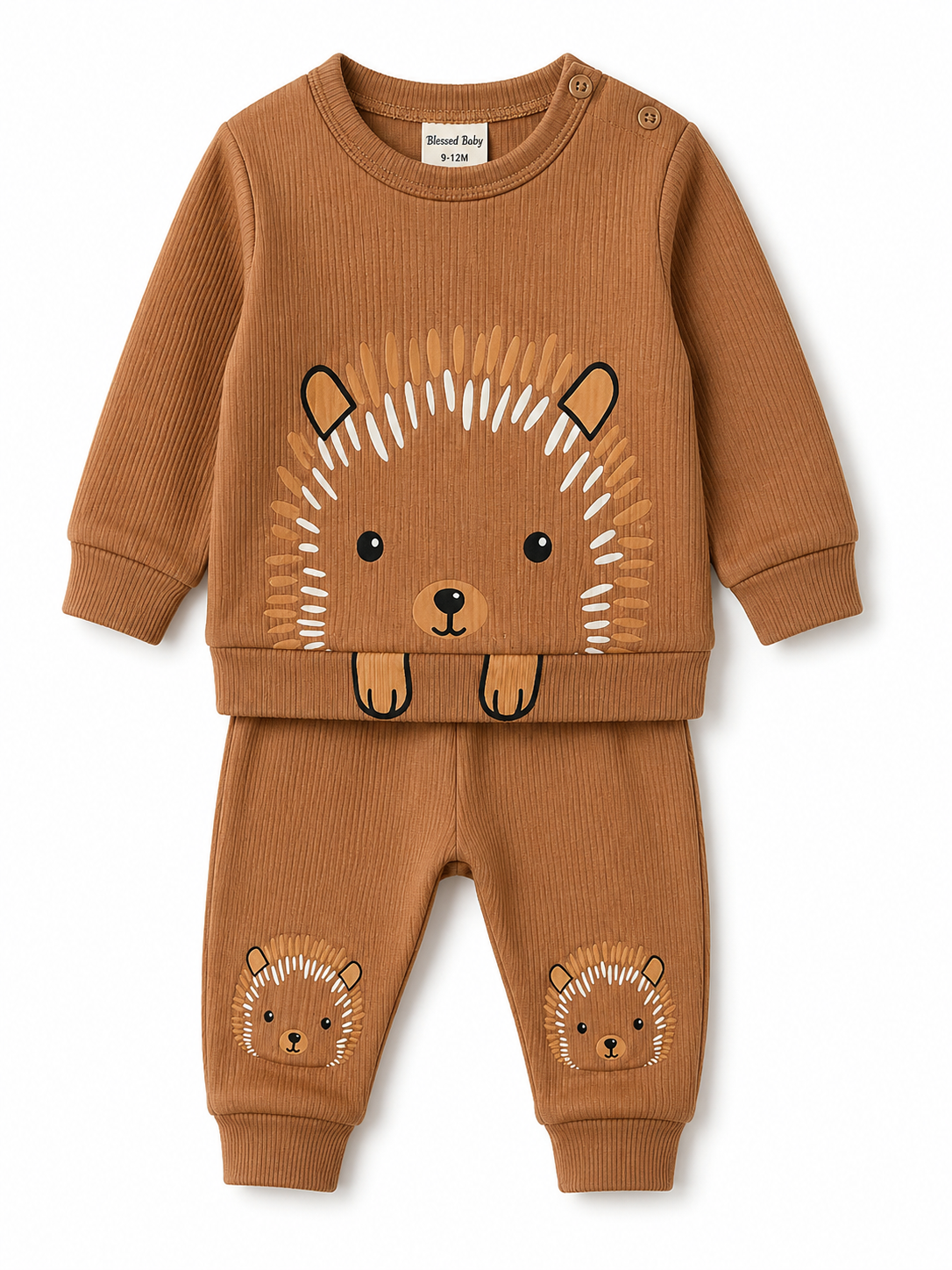 🦔 Baby Jungen 2-teiliges Ripp-Set "Kleiner Igel" 🤎