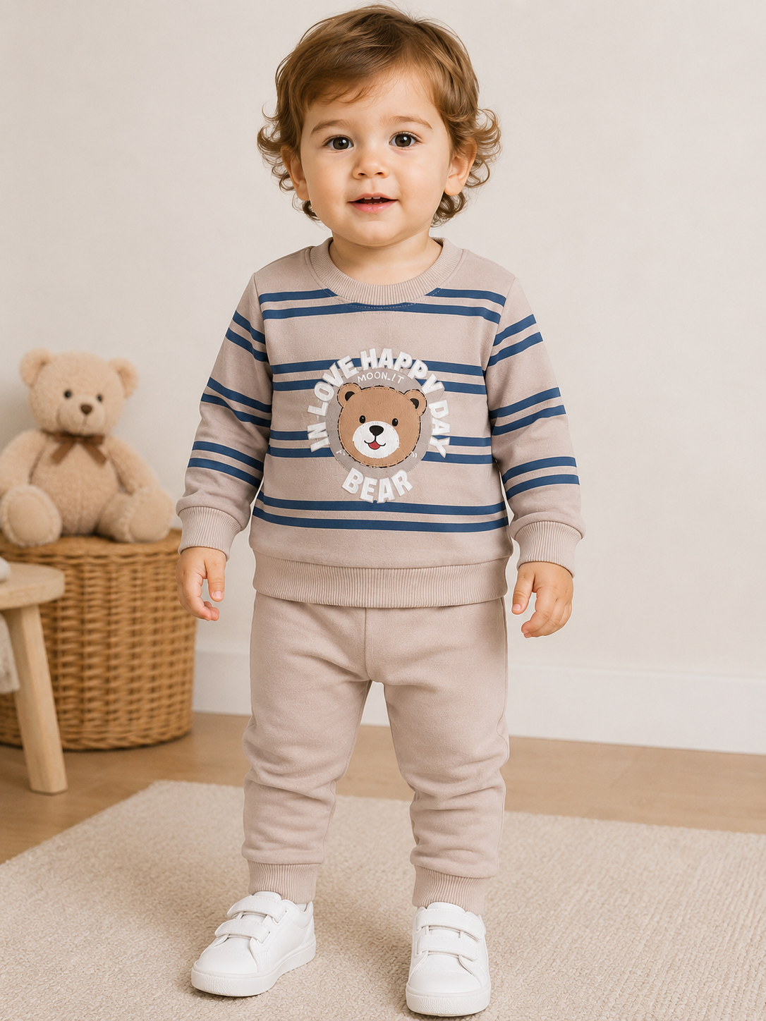 🧸 Baby Jungen 2-teiliges Set "Happy Bear" 🩵