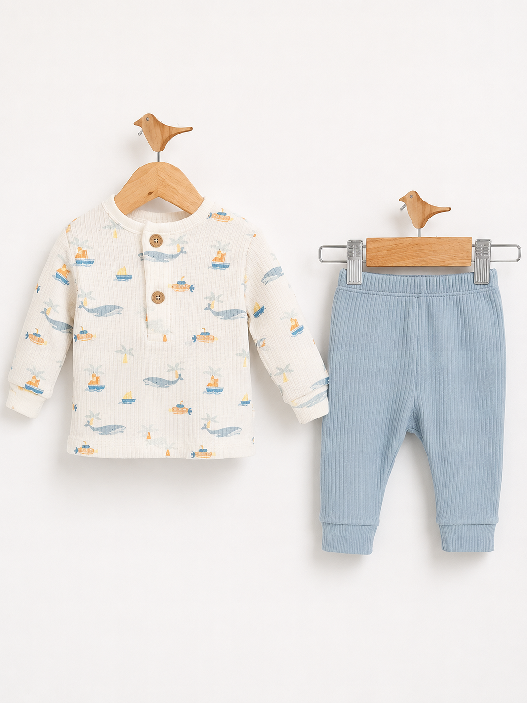 🐳 Baby Jungen 2-teiliges Set – Maritime Abenteuer 💛💙
