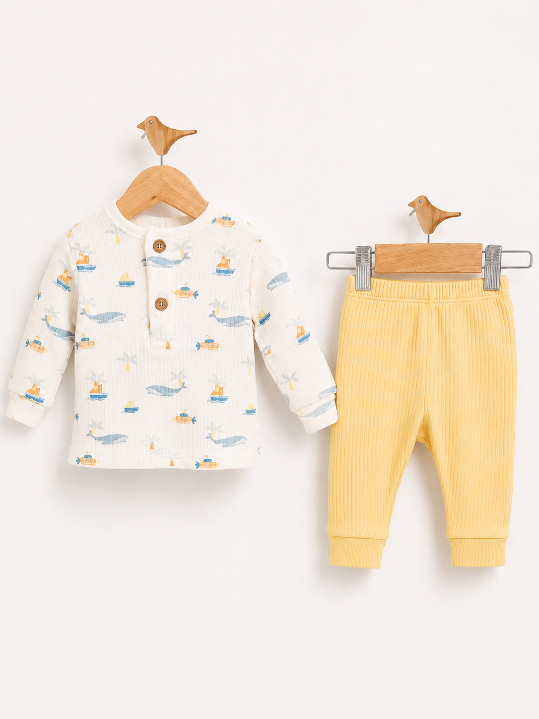 🐳 Baby Jungen 2-teiliges Set – Maritime Abenteuer 💛💙