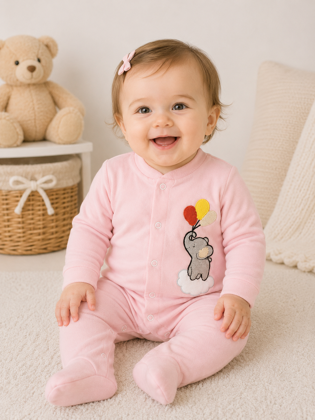 🐘 Baby Strampler mit Elefanten-Motiv –  Rosa🩷