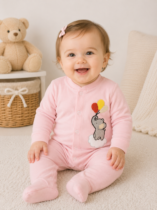 🐘 Baby Strampler mit Elefanten-Motiv –  Rosa🩷
