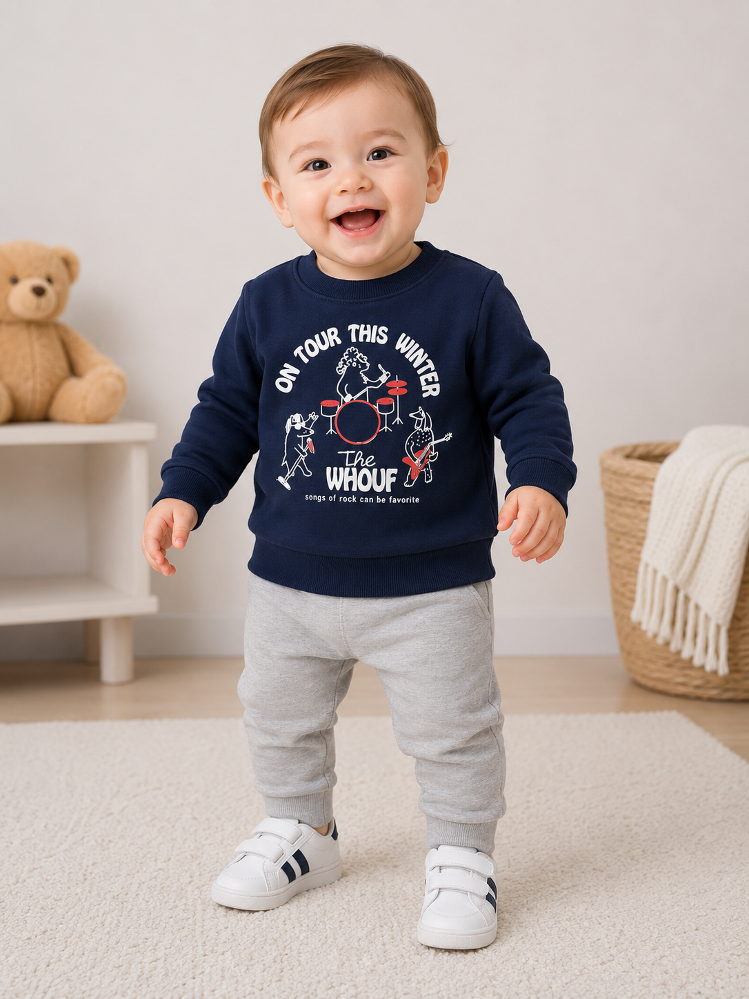 🎸 Baby Sweatshirt "Rock Star" – Navy 💙