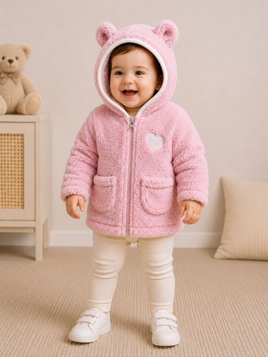 🎀 NAIMAKIDS Teddy-Jacke „Little Bear“ – Pink 🧸